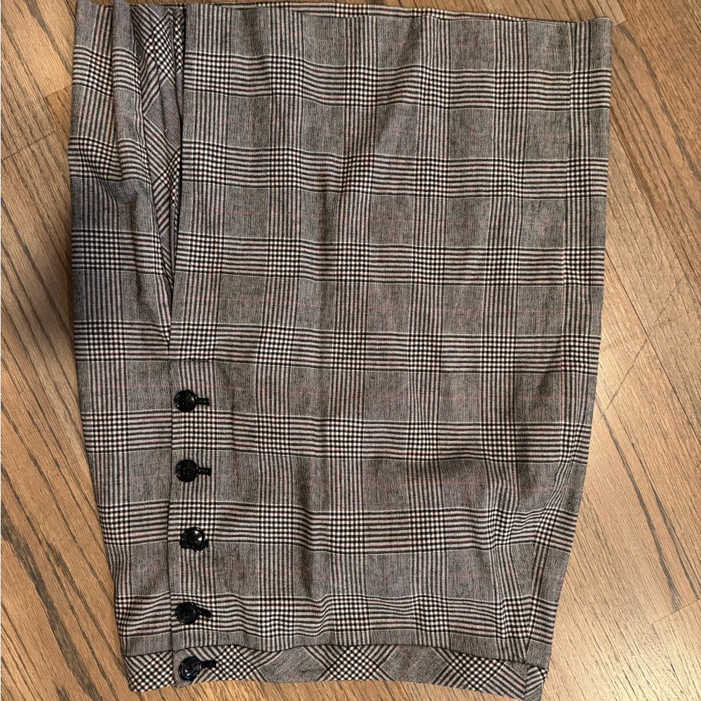 Plaid Skirt with Button Detail